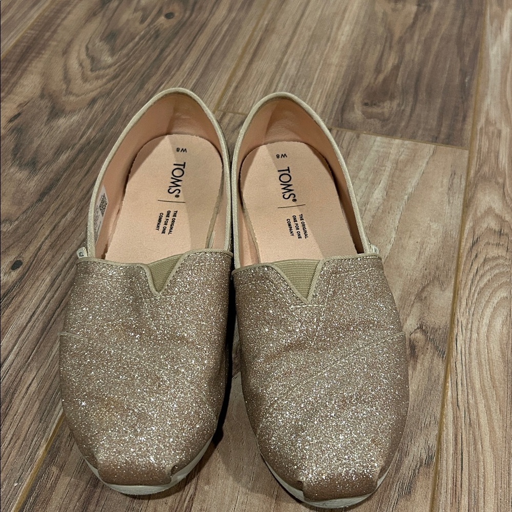 Toms Glitter Pink Slip-On Shoes - Picture 2 of 8